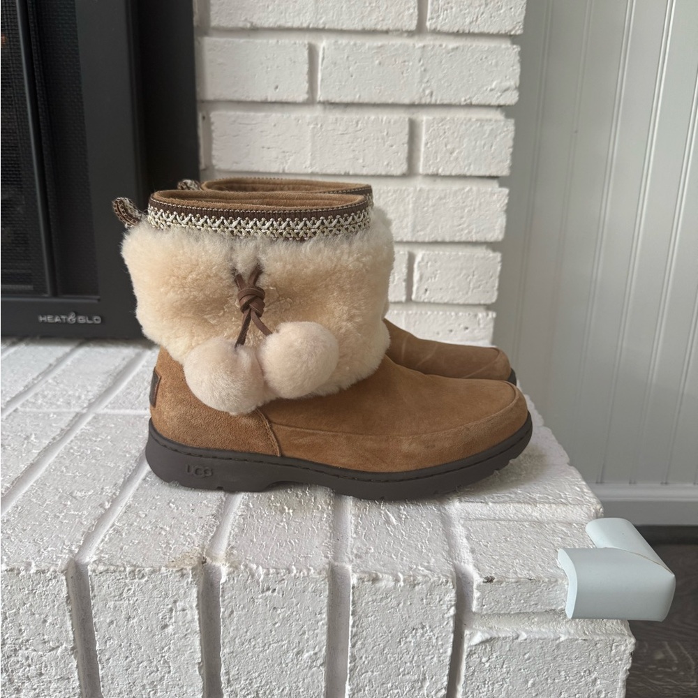 UGG Tan Boots with Cream Fur Accents